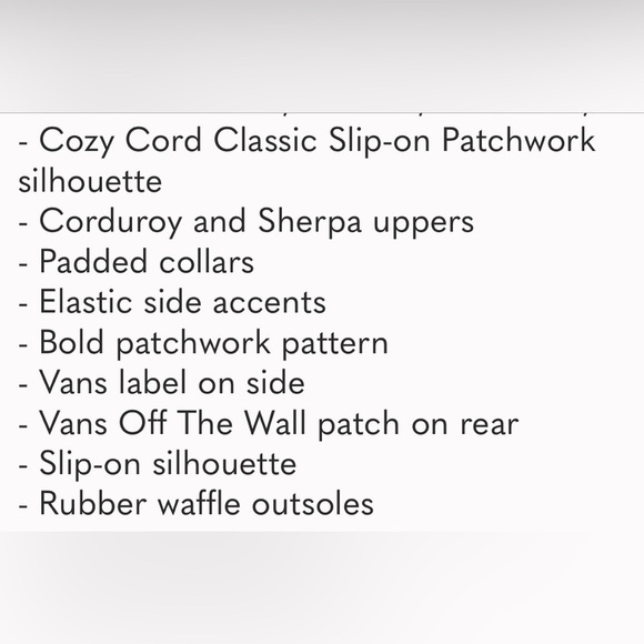 Vans Cozy Corduroy & Faux Fur Classic Slip on sneaker/shoe,Patchwork Multi color - Picture 11 of 11